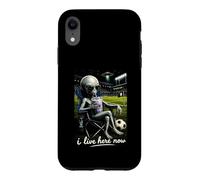Funny Alien Soccer I Live Here Meme Boba Tea Design Case for iPhone XR