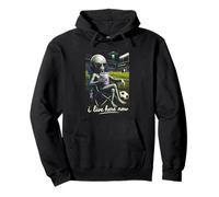 Funny Alien Soccer I Live Here Meme Boba Tea Design Pullover Hoodie
