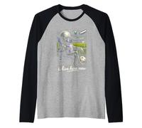 Funny Alien Soccer I Live Here Meme Boba Tea Design Raglan Baseball Tee