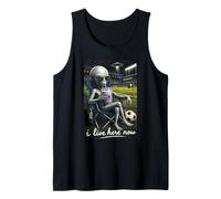 Funny Alien Soccer I Live Here Meme Boba Tea Design Tank Top