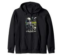 Funny Alien Soccer I Live Here Meme Boba Tea Design Zip Hoodie