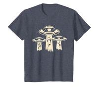 Funny Alien Space Graphic Tees Vintage Dinosaur UFO Alien T-Shirt, Youth, Heather Blue, Small