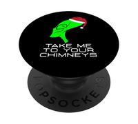 Funny Alien Take Me To Your Chimneys - Christmas Alien Santa PopSockets Adhesive PopGrip