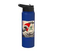 Funny Alien UFO Abduction Great Wave Kanagawa Anime Alien Stainless Steel Insulated Water Bottle