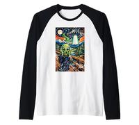 Funny Alien UFO Abduction The Scream Painting Raglan Baseball Tee