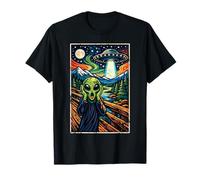 Funny Alien UFO Abduction The Scream Painting T-Shirt