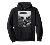 Funny Alien UFO Cow Abduction Selfie Pullover Hoodie