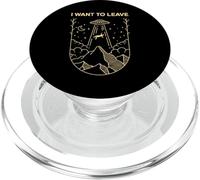 Funny Alien UFO Extraterrestrial I Want To Leave Alien Lover PopSockets PopGrip for MagSafe