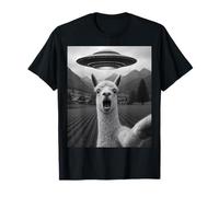 Funny Alien UFO Llama Abduction Selfie T-Shirt