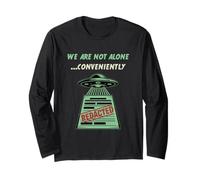 Funny Alien UFO Sarcastic Saying Not Alone Redacted Long Sleeve T-Shirt
