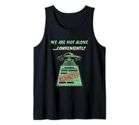 Funny Alien UFO Sarcastic Saying Not Alone Redacted Tank Top