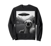 Funny Alien UFO Sloth Abduction Selfie Sweatshirt