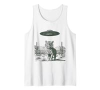 Funny Alien UFO Tiger Desert Cactus Western Encounter Tank Top