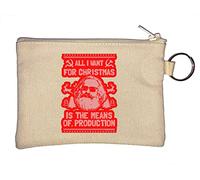 Funny All I Want for Christmas is The Means of Production Karl Marx Key Chain Coin Purse Beige