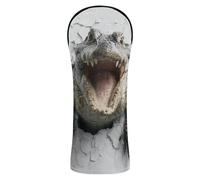Funny Alligator 3D Wall Art Golf Club Head Covers Premium Leather Headcovers with Interchangeable No. Tags for Woods and Driver Fairway Hybrid