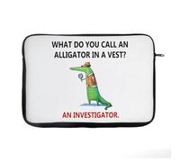 Funny Alligator Investigator Design - Hilarious Animal Pun Design, Laptop Case Office use. (15")