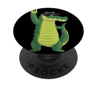 Funny Alligator Rock On Cool Cartoon Crocodile Design PopSockets Adhesive PopGrip