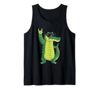 Funny Alligator Rock On Cool Cartoon Crocodile Design Tank Top