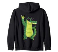 Funny Alligator Rock On Cool Cartoon Crocodile Design Zip Hoodie