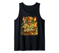 Funny Aloha Tiki Bar Tropical Mask Hibiscus Island Vibes Tank Top