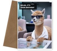Funny Alpaca Birthday Card - Relax it's Your Birthday Cards for Women, Girl, Female Friend, Mum, Daughter or Niece - Alpaca Happy Bday Card for Ladies, Humorous Teenagers and Wife