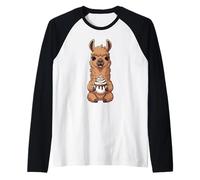 Funny Alpaca Foodie Hot Chocolate Cozy Autumn Fall Cocoa Raglan Baseball Tee