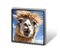 Funny Alpaca Llama Brooch Pin Cute Button Badge Aluminum Alloy Button Pins Rectangle Lapel Pin Elegant Memorial Pins Square Brooches for Clothing Backpack Jackets Decoration