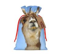Funny Alpaca Llama Christmas Drawstring Sack Gift Bag, Lightweight And Cute In Design