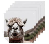 Funny Alpaca Llama Cloth Napkins for Weddings, Reusable Dinner Napkins for Hotel, Washable Table Napkin for Restaurant, Soft Absorbent Napkin for Parties, Holiday 6 PCS