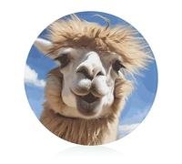 Funny Alpaca Llama Cutting Board, 8" Sublimation Glass Chopping Board Round Cutting Boards for Kitchen Decor, Anti Slip Heat Resistant Glass Plate for Countertop