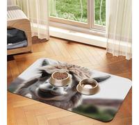 Funny Alpaca Llama Dog Food Mat, Absorbent Pet Feeding Mat for Food and Water Bowls Non-Slip Placement Pad for Floors Waterproof Quick Dry Water Dispenser Mat for Dogs Puppy Cats 12x18 Inch