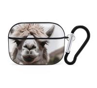 Funny Alpaca Llama for Airpod Pro Case Cover Hard Shell Full Drop Protection Cover with Keychain Compatible with AirPod Pro 2nd/1st Generation, Front LED Visible,Black