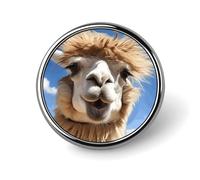 Funny Alpaca Llama Lapel Pins Metal Pin Badge Personalized Pinback Button Badges Classic Round Badge Recognition Enamel Lapel Pin for Jackets, Backpacks, Bags