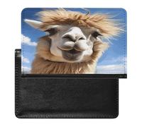 Funny Alpaca Llama Passport Holder Cover Leather Passport Wallet RFID Blocking Travel Wallet Documents Organizer Passport Protector Passport Cover for Men&Women