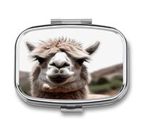 Funny Alpaca Llama Pill Box Medicine Pill Organizer Small Pill Case Travel Pill Container Portable Pill Case for Pocket 2 Compartment Pill Holder Pill Boxes for Travel