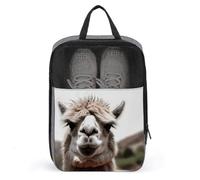 Funny Alpaca Llama Shoe Bags with Zipper, Portable Shoe Organizer with Handle, Personalized Shoes Tote Bag for Travel, Waterproof Shoes Carrier, Storage Pouch
