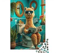 Funny Alpaca Reading 1000 Pc Thickened Paper Puzzle Grown-Ups Relaxation Hobby Easy Store Engaging Teaser 70x50cm/1000pcs