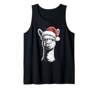 Funny Alpaca Santa Hat Christmas Llama Animal Xmas Tank Top