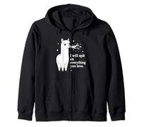 Funny Alpaca Spitting Cute Llama Drawing Animal Meme Zip Hoodie
