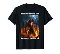 Funny Alpha Never Sleeps Defender Cringy Alpha Wolf Kitten T-Shirt