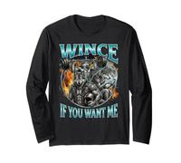 Funny Alpha Wolf Meme Wince If You Want Me Bootleg Wolves Long Sleeve T-Shirt