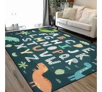 Funny alphabet cute dinosaurs Educational poster for children Area Rugs Living Room Large 160x230 cm Washable Vintage Soft Rug Modern Non Slip Floor Carpet Mat for Bedroom Kitchen Dining Room