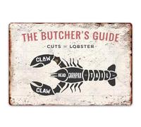 Funny Aluminum Tin Sign Cuts of Lobster Chart Posters Knowledge Wall Decor Farm Bar Coffee Restaurant Kitchen Supermarket Meat Market The Butcher's Guide for Lover Gifts 12x8 inch