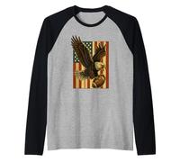 Funny America Game Day Football Shirt Retro US-Flag Fans Raglan Baseball Tee