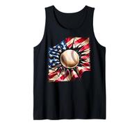 Funny American Baseball Humor USA Flag Baseball Lover Tank Top