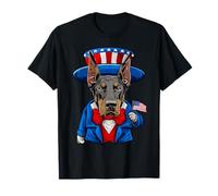 Funny American Dog Doberman Pinscher 4th of July T-Shirt