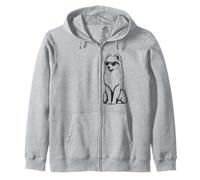 Funny American Eskimo Dog with Sunglasses Eskie Zip Hoodie