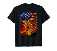 Funny American Patriot Cat with Jets and Flag T-Shirt
