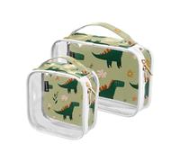 Funny Americas Ceratosaurus Green 2 Pack Clear Hanging Toiletry Bags TSA Approved Transparent Makeup Organizer Bag Shaving Essentials para maquillaje
