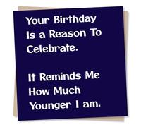 Funny and Sweet Happy Birthday Card For a Loved One - Your Birthday Reminds Me I'm Younger Than You - Sincere, Humour - For a Special Someone, Relative, Partner, Friend, Bestie